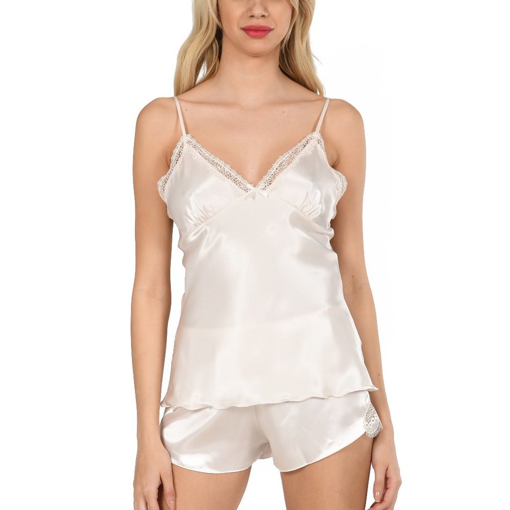 COPY - Satin Pajama Set for Women, Sexy Ultra Soft Pajamas Cami Shorts, 2 Piece…